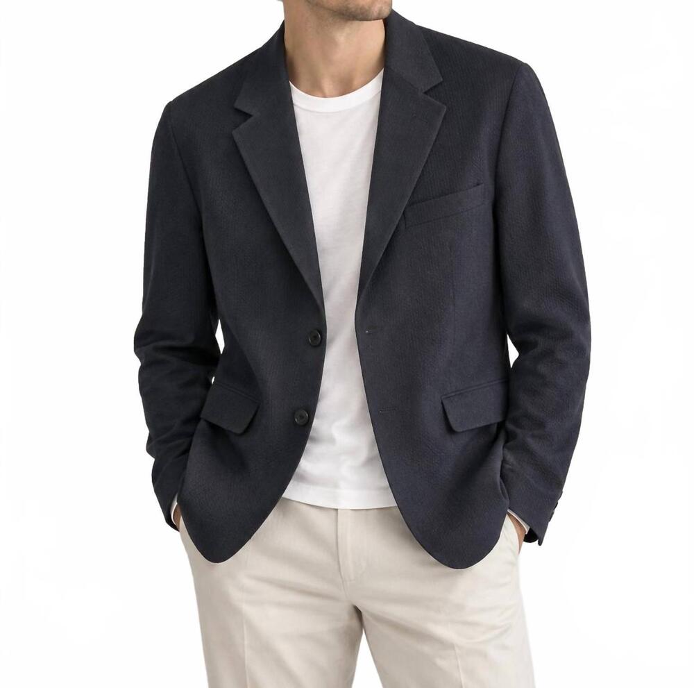 NEW RON TOMSON men's unstructured blazer in navy